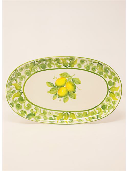 piatto da portata con limoni e foglie L'Oasi ceramiche | OVALELIMONEFOGLIELIMONIFOGLIE
